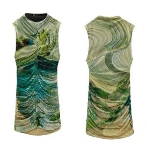 Zara Sleeveless Abstract Print Dress